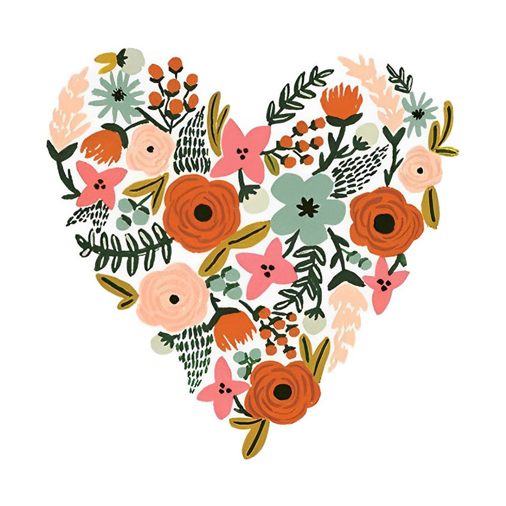 Cœur de Coquelicots Roses et Rouges Broderie Diamant