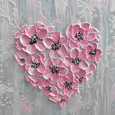 Cœur d'Orchidees Roses Broderie Diamant