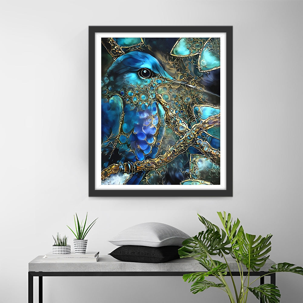 Colibri Vert et Doré Broderie Diamant