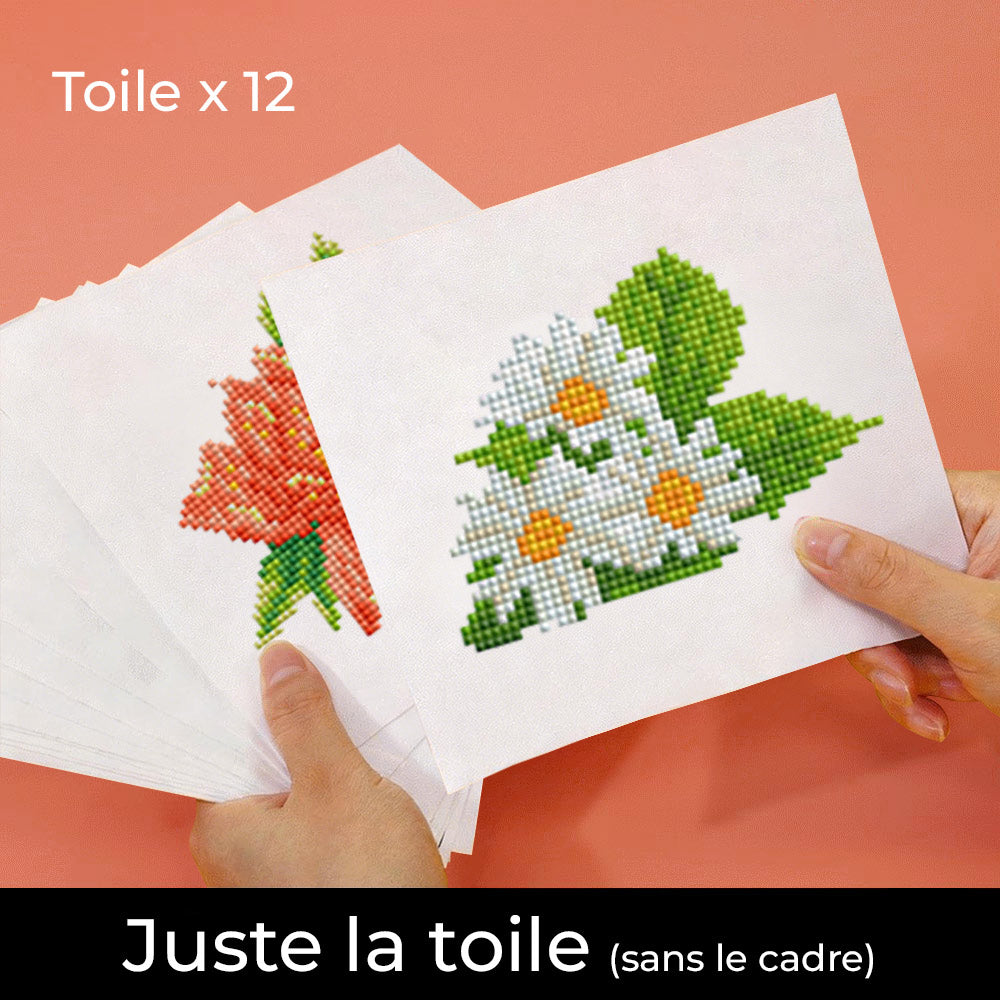 Collection de Fleurs 12 Pièces – Kit de Broderie Diamant Mini