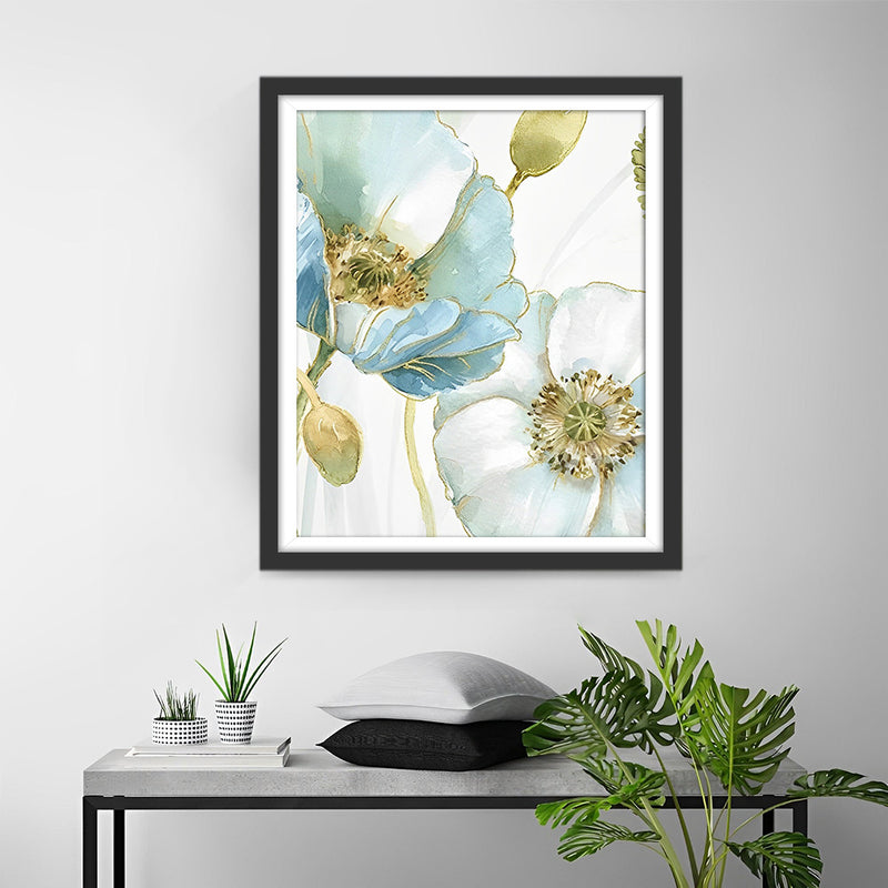 Coquelicots Bleus et Rouges Broderie Diamant