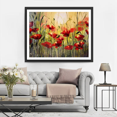 Coquelicots dans un Champ Sauvage Broderie Diamant