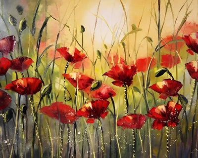 Coquelicots dans un Champ Sauvage Broderie Diamant