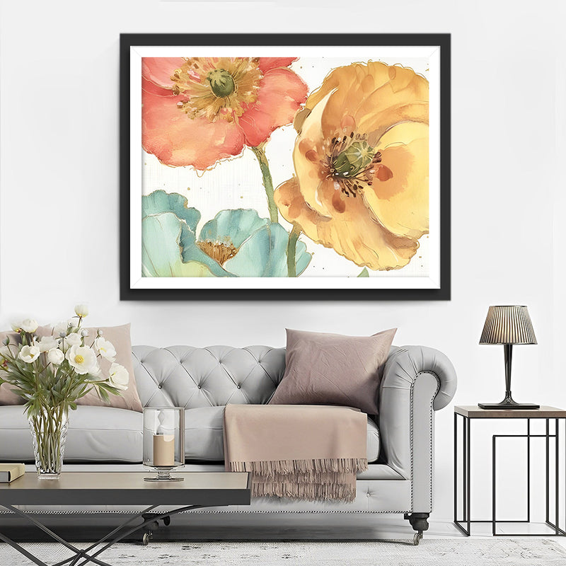 Coquelicots de Couleur Claire Broderie Diamant