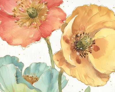 Coquelicots de Couleur Claire Broderie Diamant