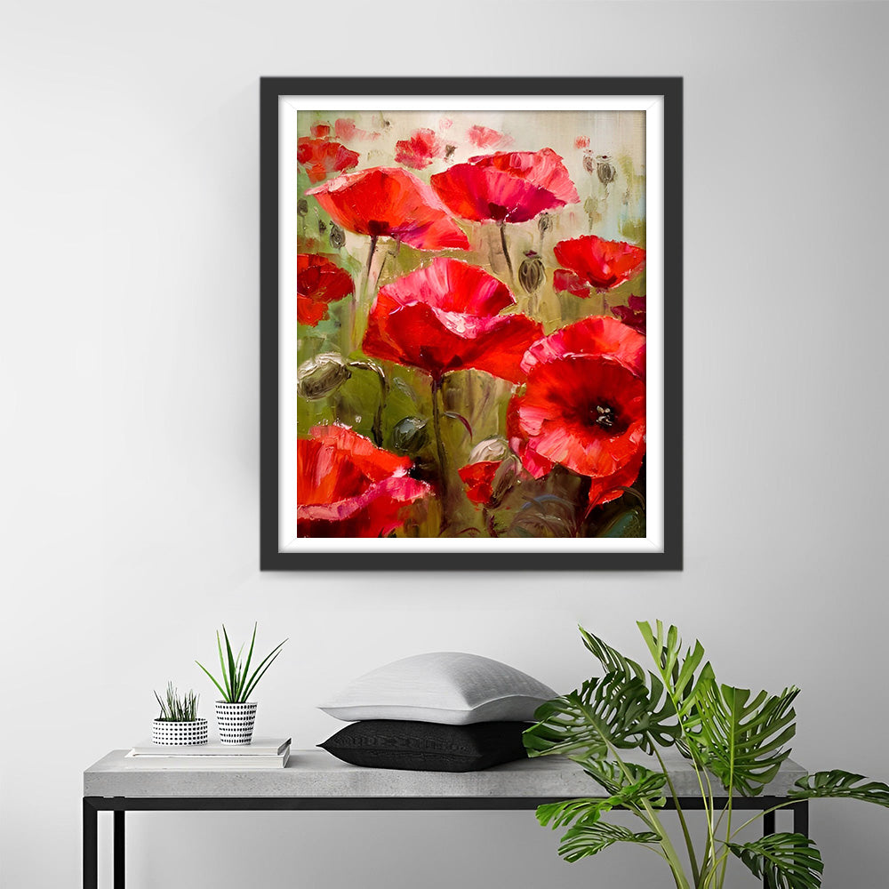 Coquelicots et Bourgeons Broderie Diamant