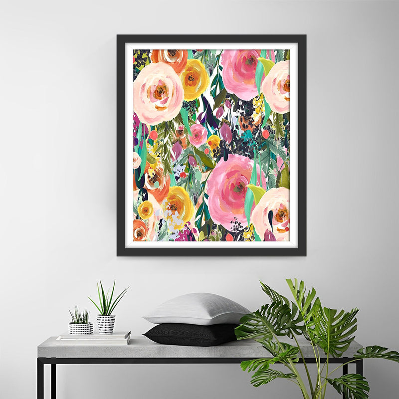 Coquelicots Roses Abstraits Broderie Diamant
