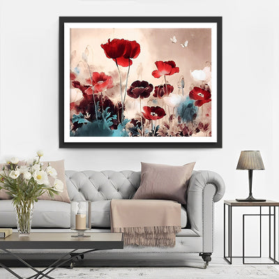 Coquelicots Rouge Fonce Broderie Diamant