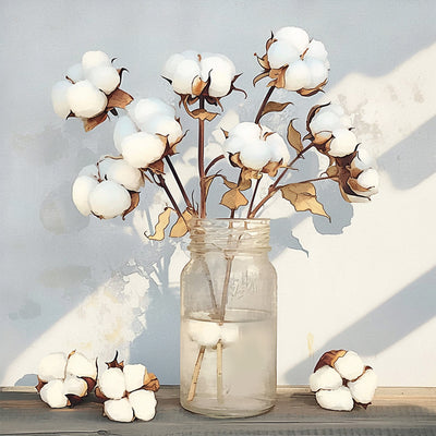 Coton Blanc dans un Vase Broderie Diamant