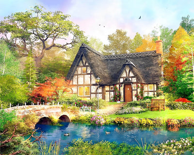 Cottage d'Été dans la Forêt Broderie Diamant