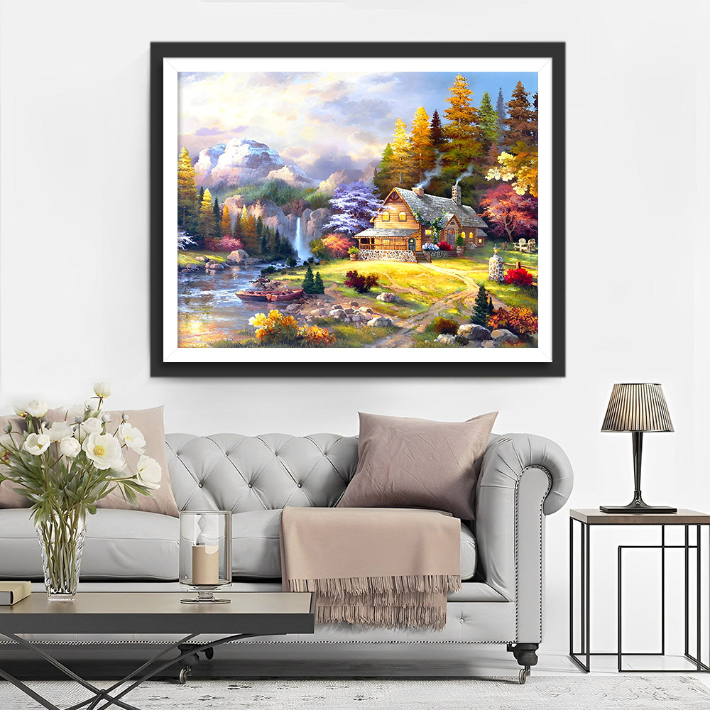 Cottage dans les Montagnes Broderie Diamant