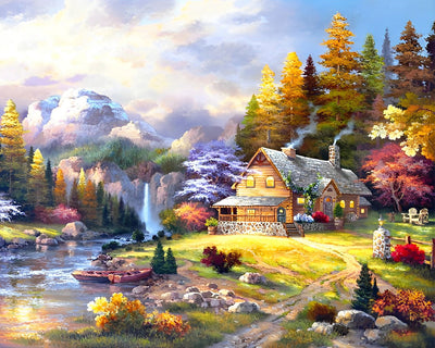 Cottage dans les Montagnes Broderie Diamant