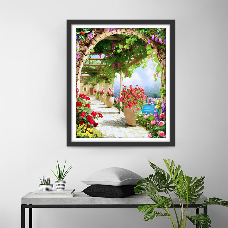 Couloir Rempli de Roses Broderie Diamant