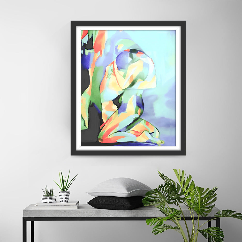 Couple Abstrait Enlacant Broderie Diamant