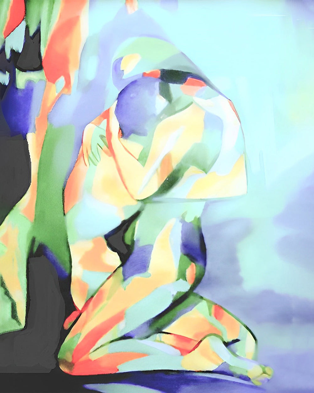 Couple Abstrait Enlacant Broderie Diamant