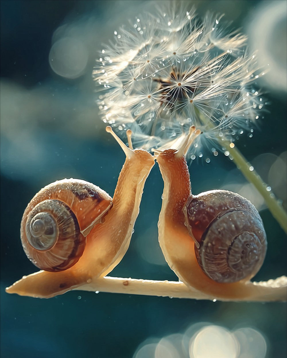 Couple d'Escargots et Pissenlit Broderie Diamant