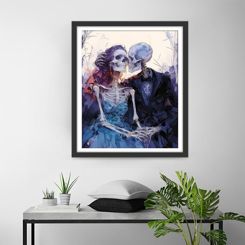 Couple de Squelettes Broderie Diamant