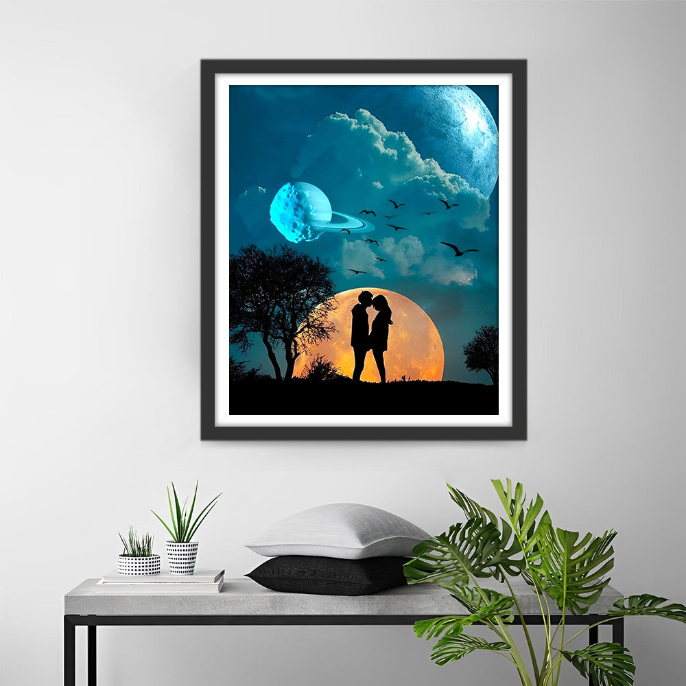 Couple sous les Planètes Broderie Diamant
