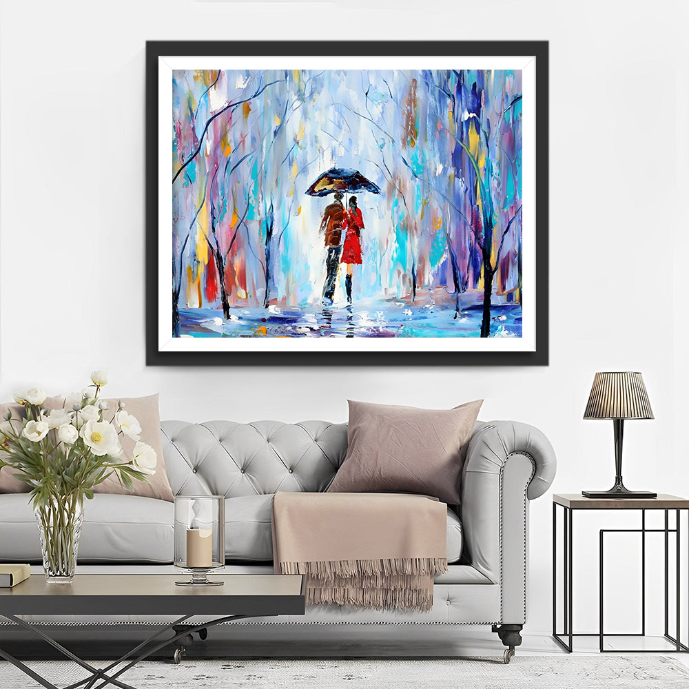 Couples Se Promenant en Forêt Broderie Diamant