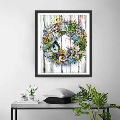 Couronne sur Planche en Bois Broderie Diamant