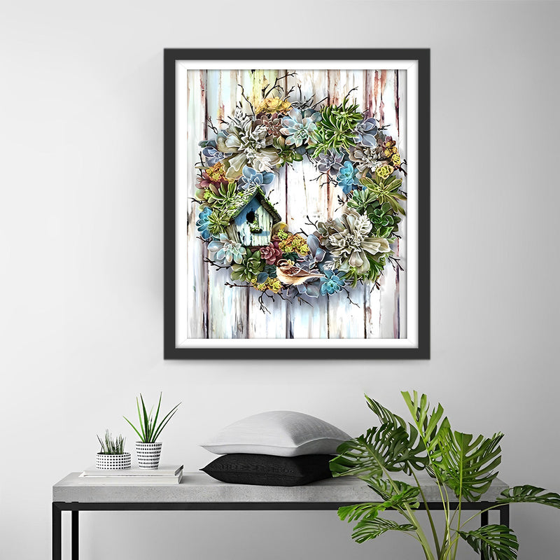Couronne sur Planche en Bois Broderie Diamant