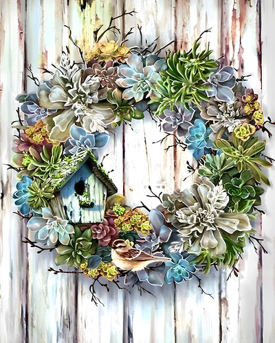 Couronne sur Planche en Bois Broderie Diamant