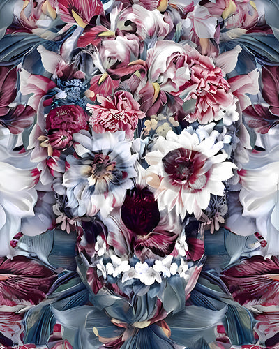 Crâne de Chrysanthème Broderie Diamant