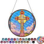 Croix et Soleil en Acrylique Pendentif Broderie Diamant