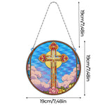 Croix et Soleil en Acrylique Pendentif Broderie Diamant