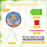 Croix et Soleil en Acrylique Pendentif Broderie Diamant