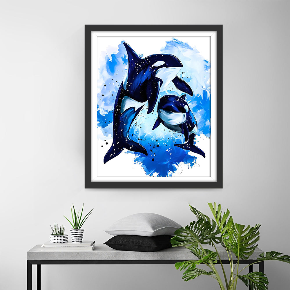 Deux Baleines Broderie Diamant