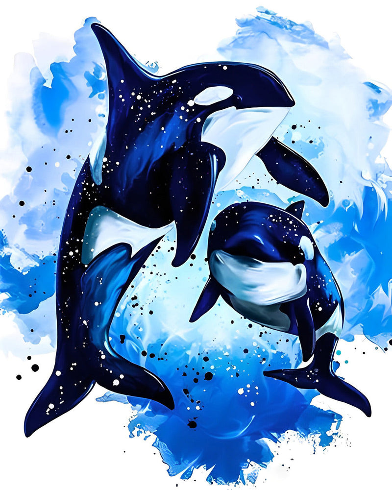 Deux Baleines Broderie Diamant