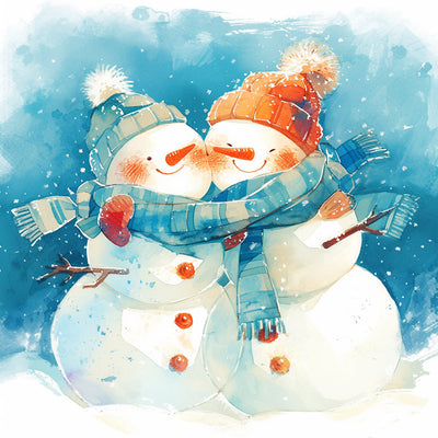 Deux Bonhommes de Neige de Noël Broderie Diamant