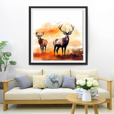Deux Cerfs en Automne Broderie Diamant