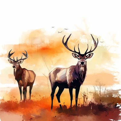 Deux Cerfs en Automne Broderie Diamant