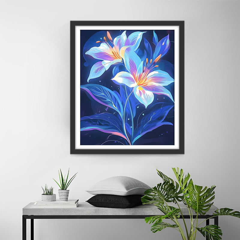 Deux Lys Lumineux Broderie Diamant