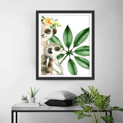 Deux Suricates Mignons Broderie Diamant