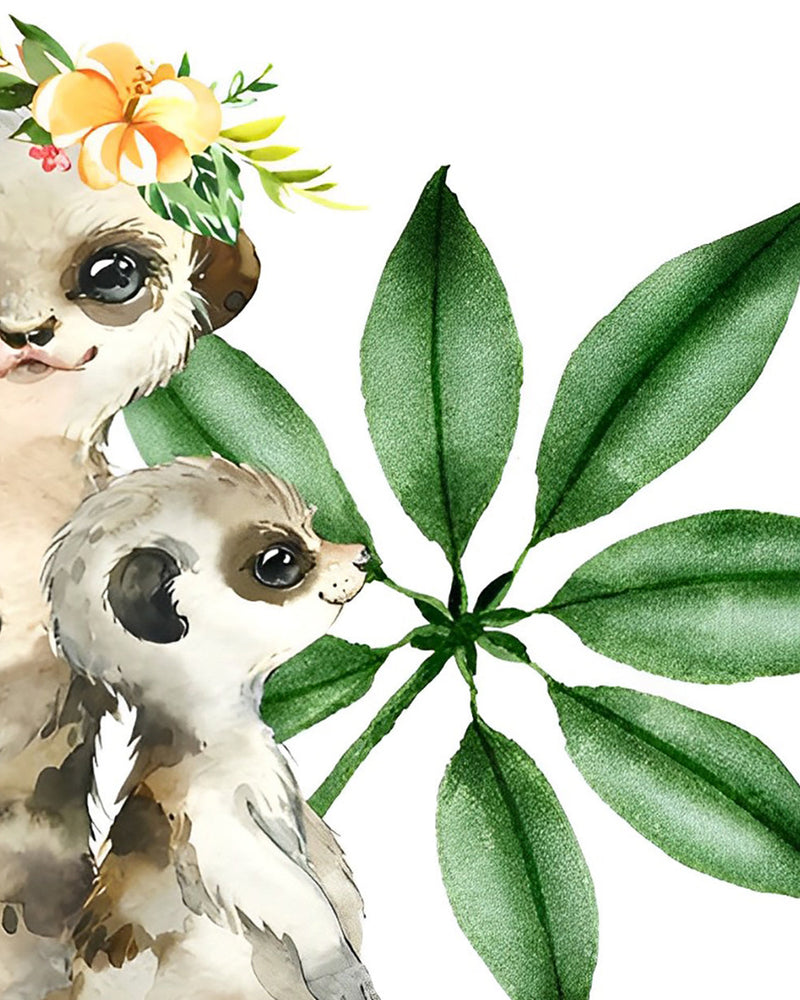 Deux Suricates Mignons Broderie Diamant