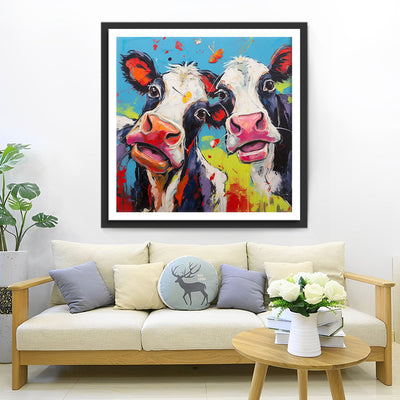 Deux Vaches Surprises Broderie Diamant