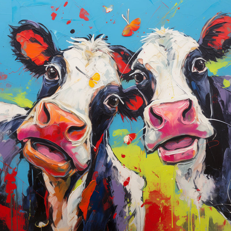 Deux Vaches Surprises Broderie Diamant