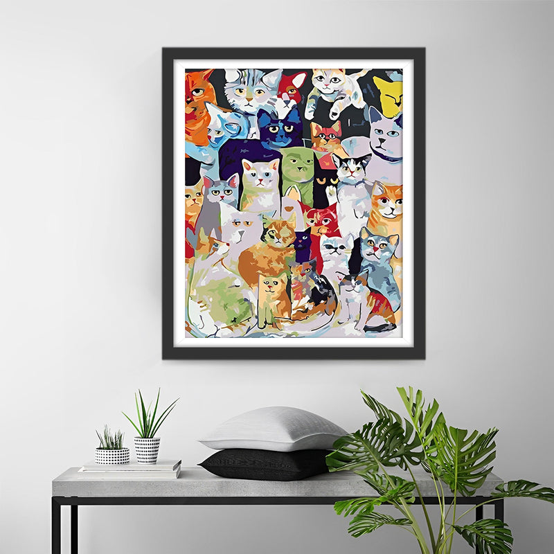 Differents Chats de Dessin Animé Broderie Diamant