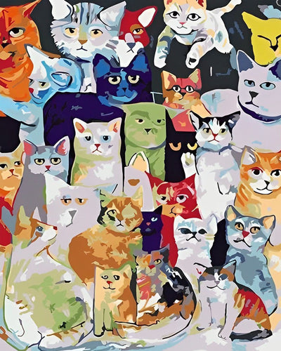 Differents Chats de Dessin Animé Broderie Diamant