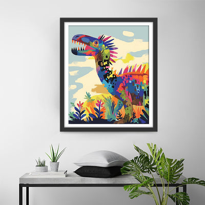 Dinosaure Abstrait Coloré Gigantesque Broderie Diamant