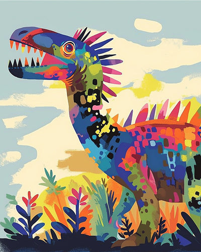 Dinosaure Abstrait Coloré Gigantesque Broderie Diamant