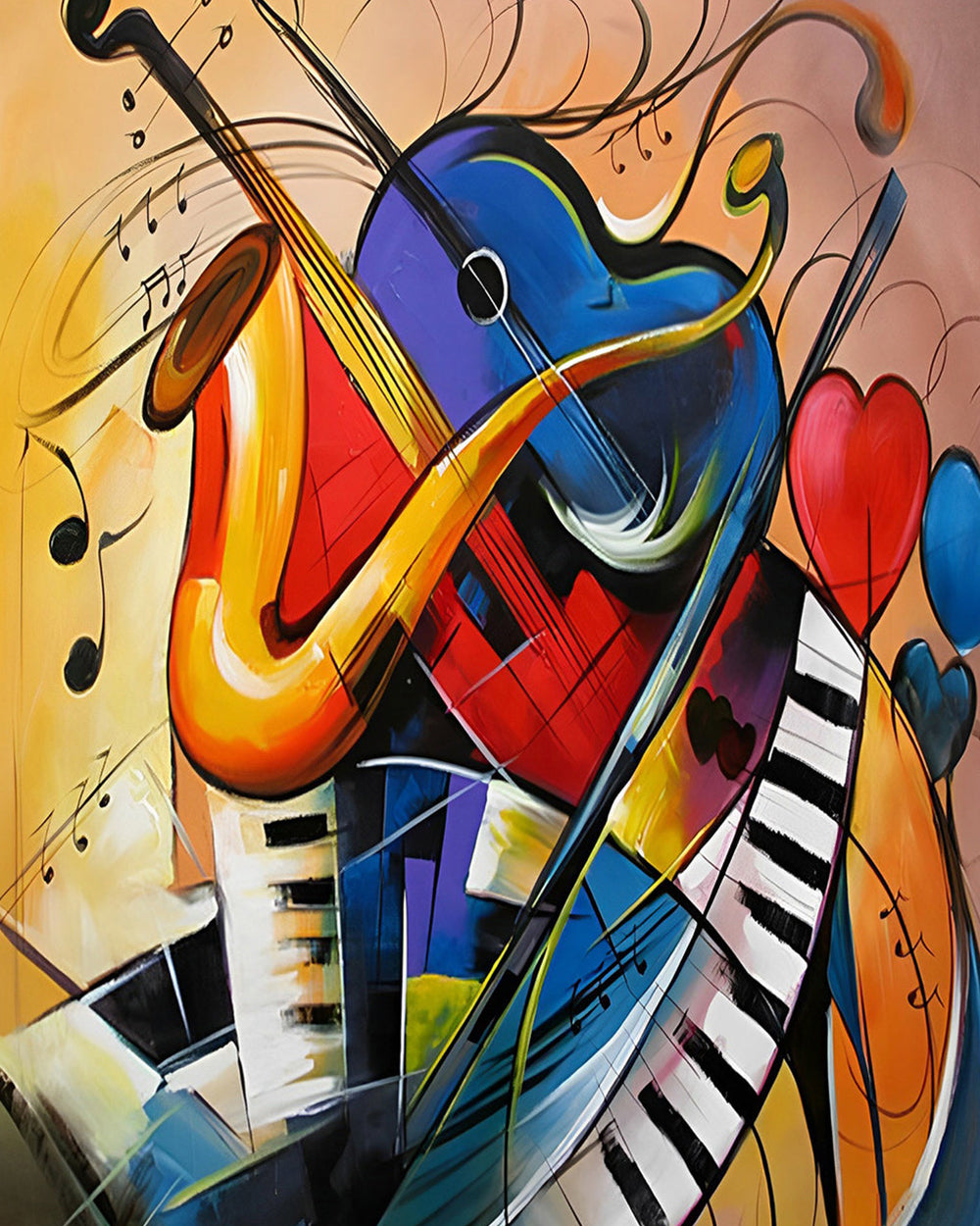 Divers Instruments de Musique Abstraits Broderie Diamant