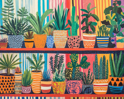 Divers Plantes Succulentes en Pot sur l’etagère Broderie Diamant