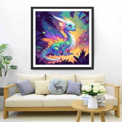 Dragon Coloré dans la Jungle Broderie Diamant