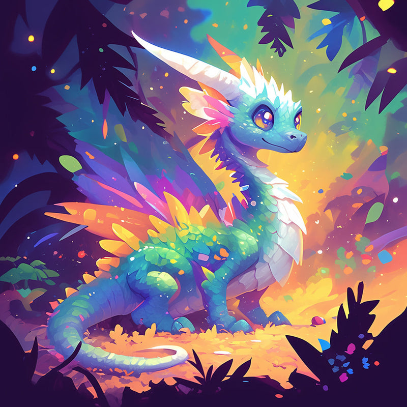 Dragon Coloré dans la Jungle Broderie Diamant