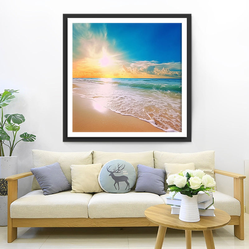 Eaux de Mer et Plage sous le Soleil Broderie Diamant