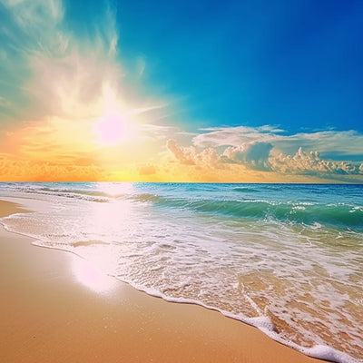 Eaux de Mer et Plage sous le Soleil Broderie Diamant